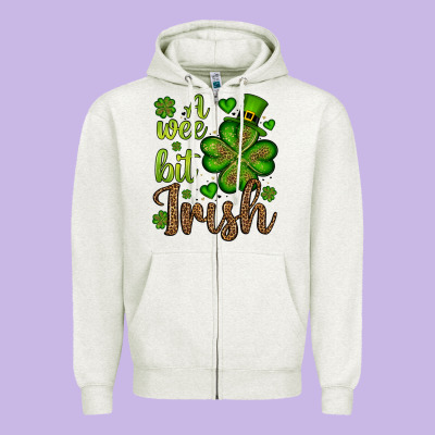 St. Patrick's A Wee Bit Irish Zipper Hoodie Designed By Oliviacreatesart