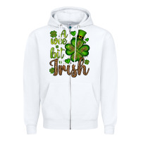 White St. Patrick's A wee bit irish Zipper Hoodie - OliviaCreatesArt