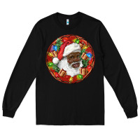 Black Black Santa Christmas Long Sleeve Tee - RanaPortraitStore