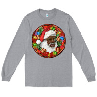 Heather Grey Black Santa Christmas Long Sleeve Tee - RanaPortraitStore
