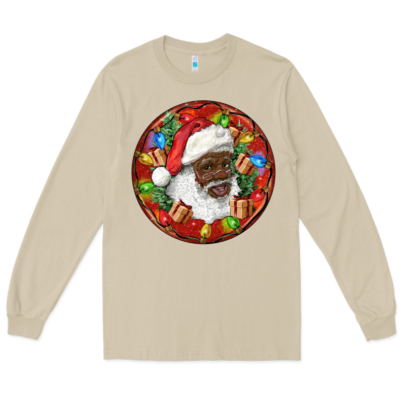 Black Santa Christmas Long Sleeve Tee by RanaPortraitStore | Teevron