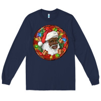 Navy Black Santa Christmas Long Sleeve Tee - RanaPortraitStore