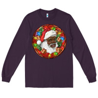Plum Black Santa Christmas Long Sleeve Tee - RanaPortraitStore