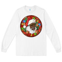 White Black Santa Christmas Long Sleeve Tee - RanaPortraitStore