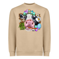Mushroom Happy Easter Cow with eggs Easter Day Heavyweight Sweatshirt - HowdyJamesFarm
