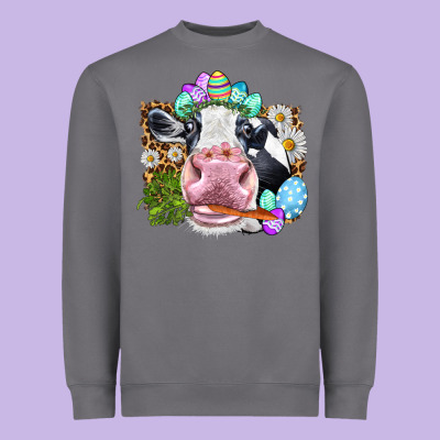 Happy Easter Cow With Eggs Easter Day Heavyweight Sweatshirt Designed By Howdyjamesfarm