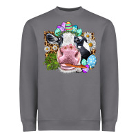 Storm Happy Easter Cow with eggs Easter Day Heavyweight Sweatshirt - HowdyJamesFarm