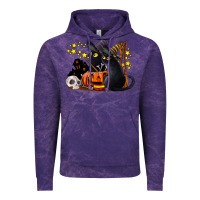 Cloud Purple halloween black cats Vintage Hoodie - LillyAllenDesigns