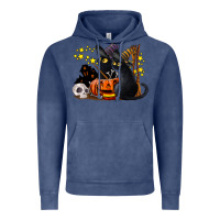 Vintage Denim halloween black cats Vintage Hoodie - LillyAllenDesigns