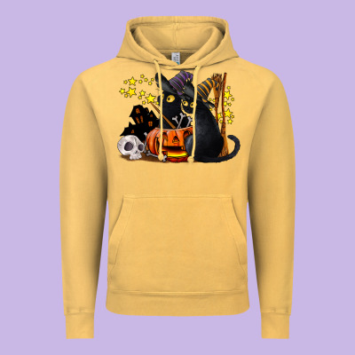 Halloween Black Cats Vintage Hoodie Designed By Lillyallendesigns