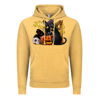 Vintage Mustard halloween black cats Vintage Hoodie - LillyAllenDesigns