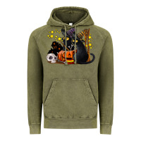 Vintage Olive halloween black cats Vintage Hoodie - LillyAllenDesigns