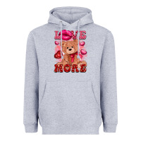 Heather Grey love more with toy bear Heavyweight Hoodie - FaDigitalArtStudio