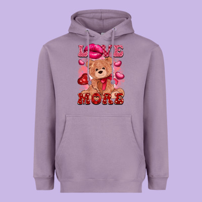 Love More With Toy Bear Heavyweight Hoodie Designed By Fadigitalartstudio