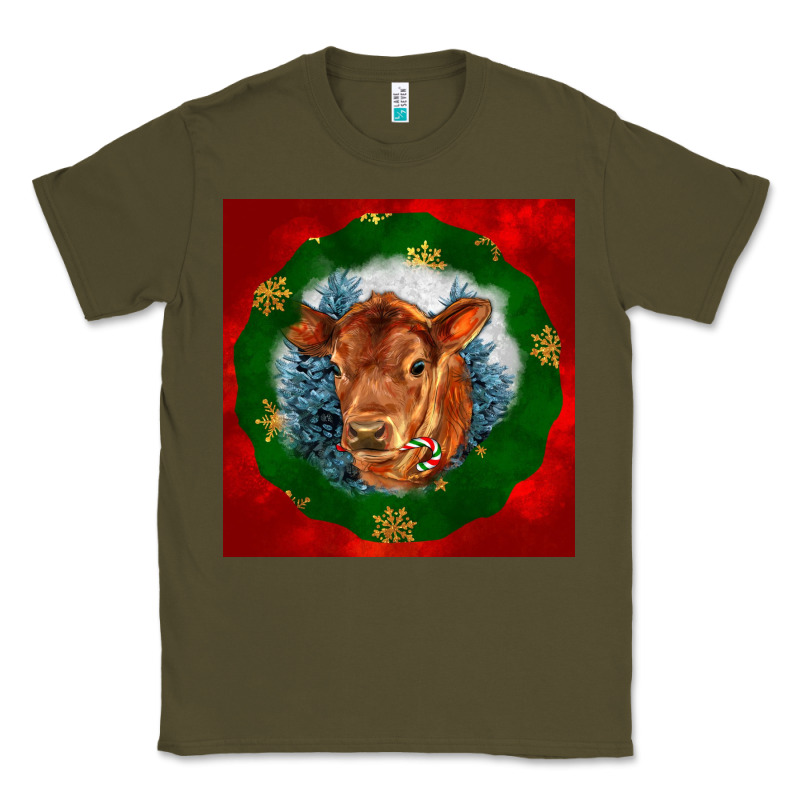 Christmas Red Angus Calf Head Classic Tee by LillyAllenDesigns | Teevron