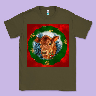 Christmas Red Angus Calf Head Classic Tee Designed By Lillyallendesigns