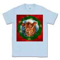Dusty Blue christmas red angus calf head Classic Tee - LillyAllenDesigns