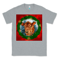 Heather Grey christmas red angus calf head Classic Tee - LillyAllenDesigns