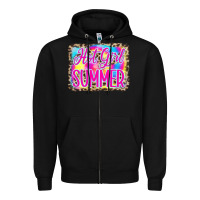 Black Hot Girl Summer Tie Dye Leopard Zipper Hoodie - CowCowDesign