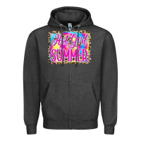Charcoal Heather Hot Girl Summer Tie Dye Leopard Zipper Hoodie - CowCowDesign