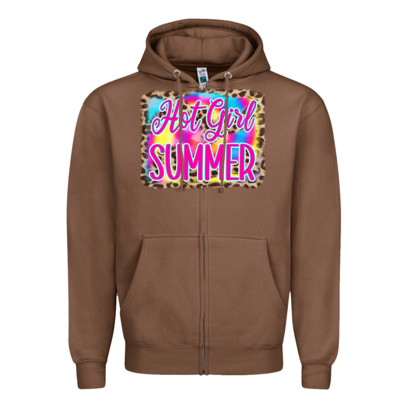 Hot Girl Summer Tie Dye Leopard Zipper Hoodie by CowCowDesign | Teevron