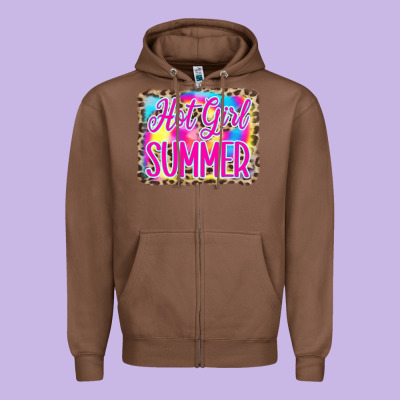 Hot Girl Summer Tie Dye Leopard Zipper Hoodie Designed By Cowcowdesign