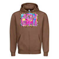 Chestnut Hot Girl Summer Tie Dye Leopard Zipper Hoodie - CowCowDesign