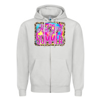 Dove Grey Hot Girl Summer Tie Dye Leopard Zipper Hoodie - CowCowDesign