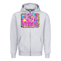Heather Grey Hot Girl Summer Tie Dye Leopard Zipper Hoodie - CowCowDesign