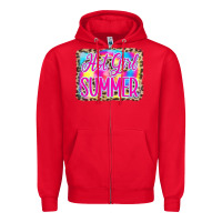 Red Hot Girl Summer Tie Dye Leopard Zipper Hoodie - CowCowDesign
