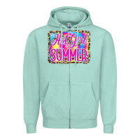 Seafoam Hot Girl Summer Tie Dye Leopard Zipper Hoodie - CowCowDesign