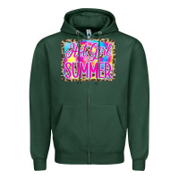 Sports Green Hot Girl Summer Tie Dye Leopard Zipper Hoodie - CowCowDesign