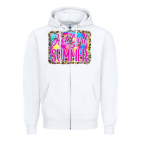 White Hot Girl Summer Tie Dye Leopard Zipper Hoodie - CowCowDesign