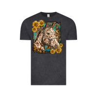 Vintage Black appaloosa horse with sunflowers and western background Vintage Tee - LillyAllenDesigns