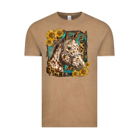 Vintage Coffee appaloosa horse with sunflowers and western background Vintage Tee - LillyAllenDesigns