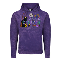 Cloud Purple Stay Spooky With Black Cat Vintage Hoodie - LillyAllenDesigns