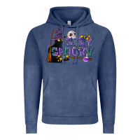 Vintage Denim Stay Spooky With Black Cat Vintage Hoodie - LillyAllenDesigns
