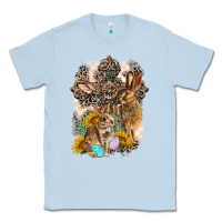 Dusty Blue Western Rabbit with Crosses Classic Tee - LillyAllenDesigns