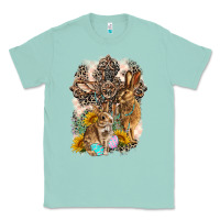 Seafoam Western Rabbit with Crosses Classic Tee - LillyAllenDesigns