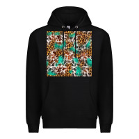 Black Western Turquoise Glitter Cowhide Leopard Seamless Premium Hoodie - FaDigitalArtStudio