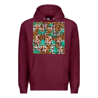 Burgundy Western Turquoise Glitter Cowhide Leopard Seamless Premium Hoodie - FaDigitalArtStudio