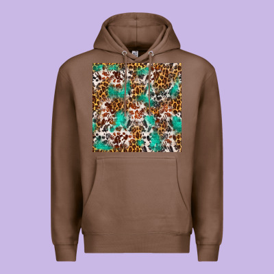 Western Turquoise Glitter Cowhide Leopard Seamless Premium Hoodie Designed By Fadigitalartstudio