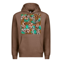 Chestnut Western Turquoise Glitter Cowhide Leopard Seamless Premium Hoodie - FaDigitalArtStudio