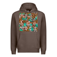 Coffee Western Turquoise Glitter Cowhide Leopard Seamless Premium Hoodie - FaDigitalArtStudio