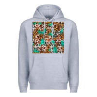 Heather Grey Western Turquoise Glitter Cowhide Leopard Seamless Premium Hoodie - FaDigitalArtStudio
