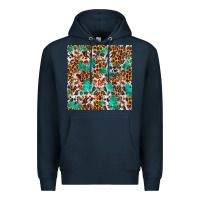 Navy Western Turquoise Glitter Cowhide Leopard Seamless Premium Hoodie - FaDigitalArtStudio