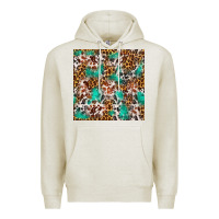 Oatmeal Heather Western Turquoise Glitter Cowhide Leopard Seamless Premium Hoodie - FaDigitalArtStudio