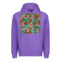 Purple Western Turquoise Glitter Cowhide Leopard Seamless Premium Hoodie - FaDigitalArtStudio