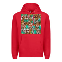Red Western Turquoise Glitter Cowhide Leopard Seamless Premium Hoodie - FaDigitalArtStudio