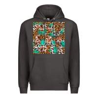 Smoke Western Turquoise Glitter Cowhide Leopard Seamless Premium Hoodie - FaDigitalArtStudio